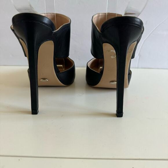 Tony Bianco Heels Pointed Toe Open Back 2 Strap Black Size 6 - Picture 5 of 8